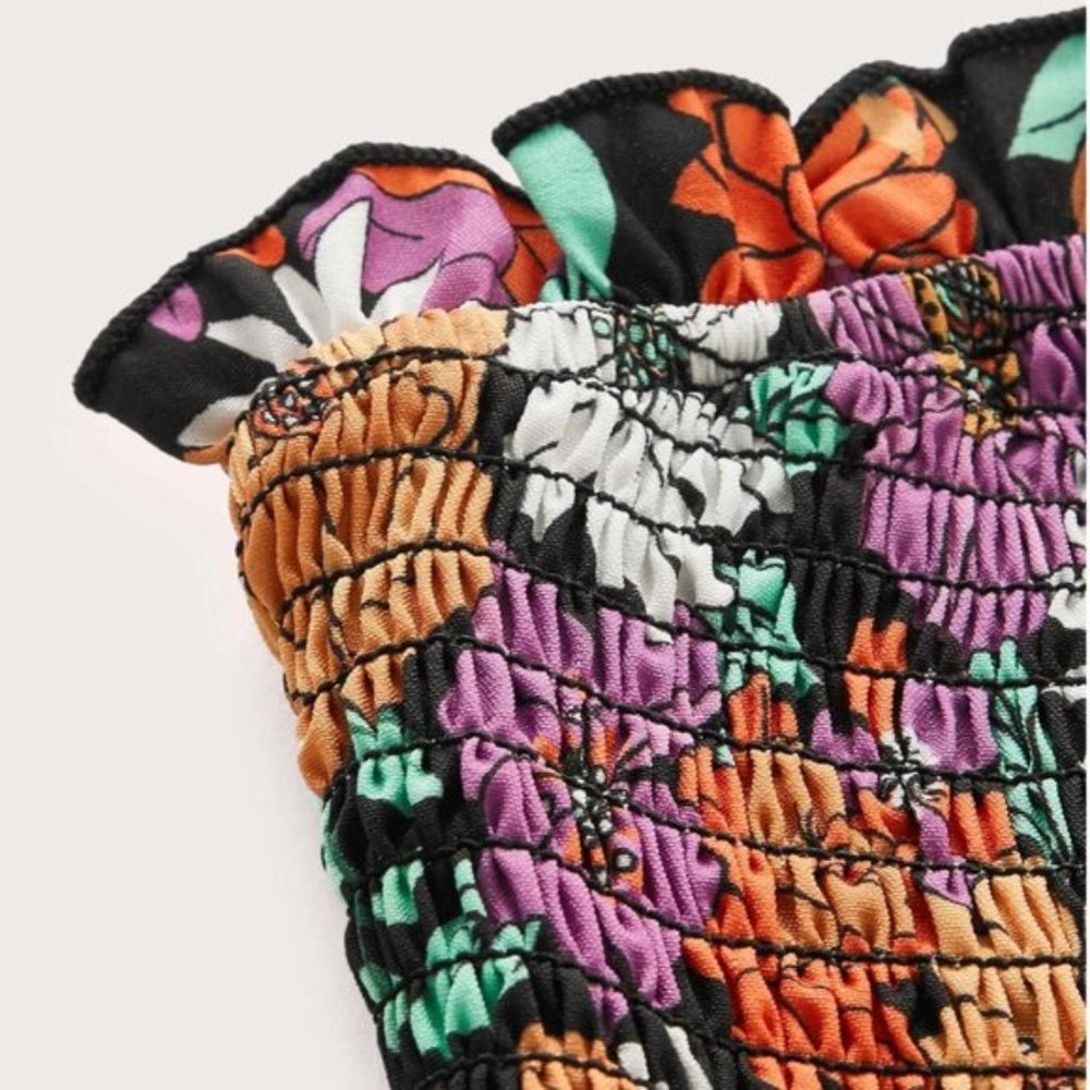 Boho Floral Print Tube Top Jumpsuit - Picture 5 of 6